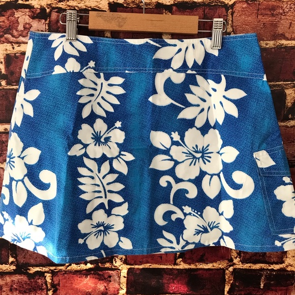 Max Mehra tropical skirt snap front medium blue - Picture 5 of 8